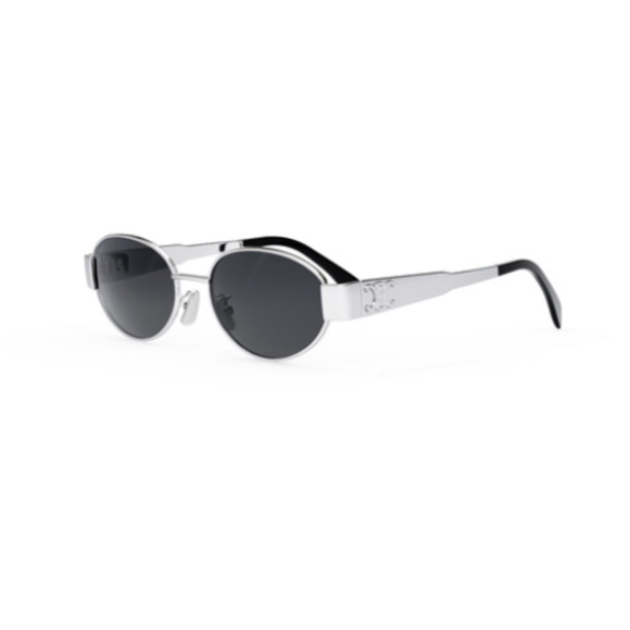 Celine Oval Metal Triomphe CL40235U 16A Metal Palladium Gray Lenses Sung… - Picture 1 of 2